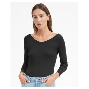 EVERLANE Ribbed Low Back Long Sleeve Top